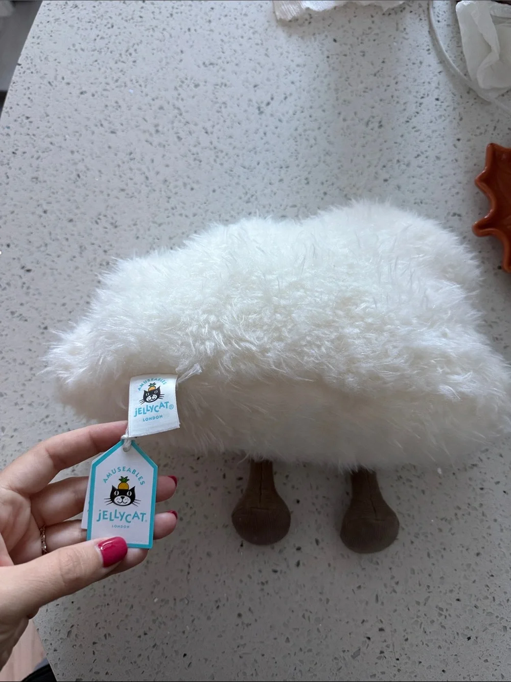 Jellycat Cream Fluffy Cloud Plush with Brown Legs